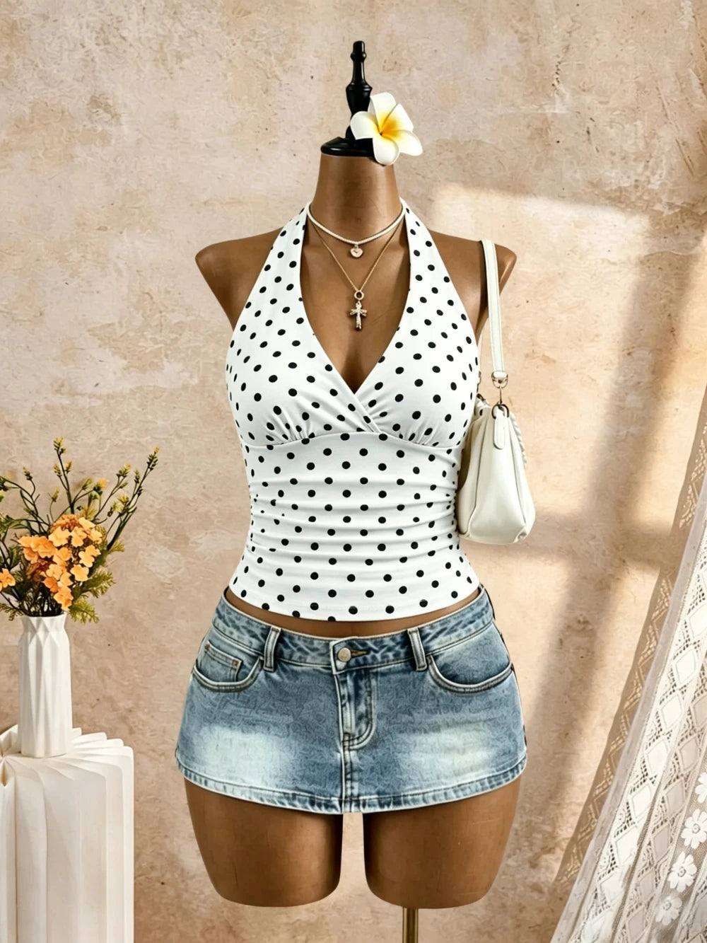 Y2K Halter Cross Wrap Camisole