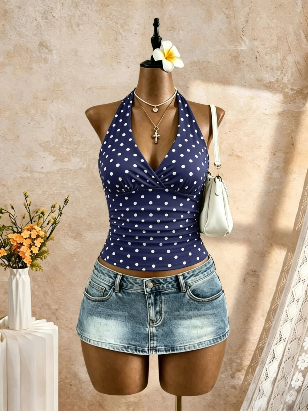 Y2K Halter Cross Wrap Camisole
