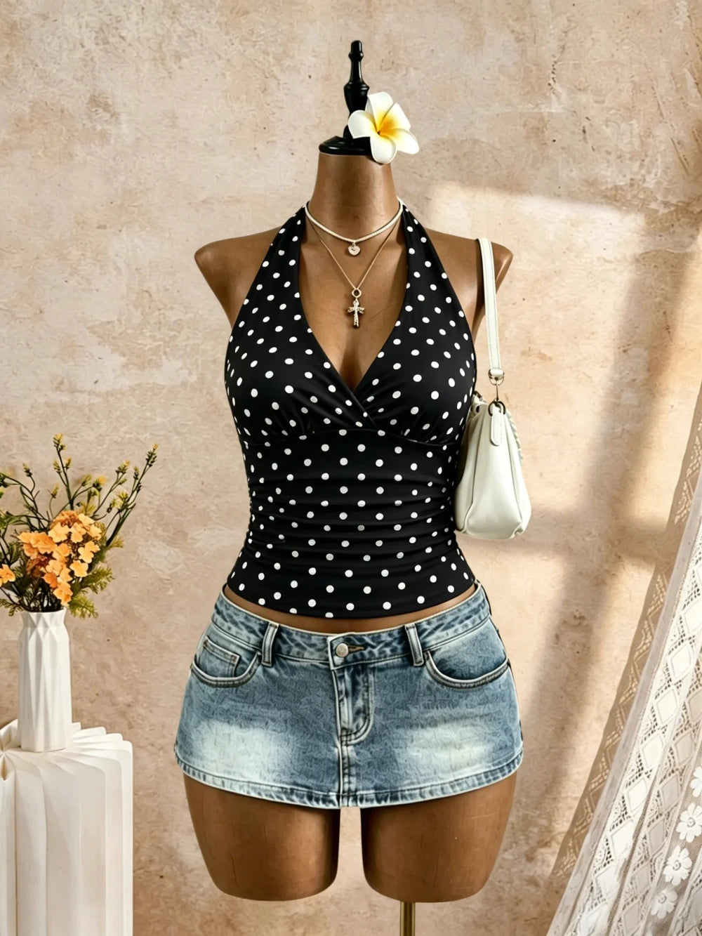 Y2K Halter Cross Wrap Camisole