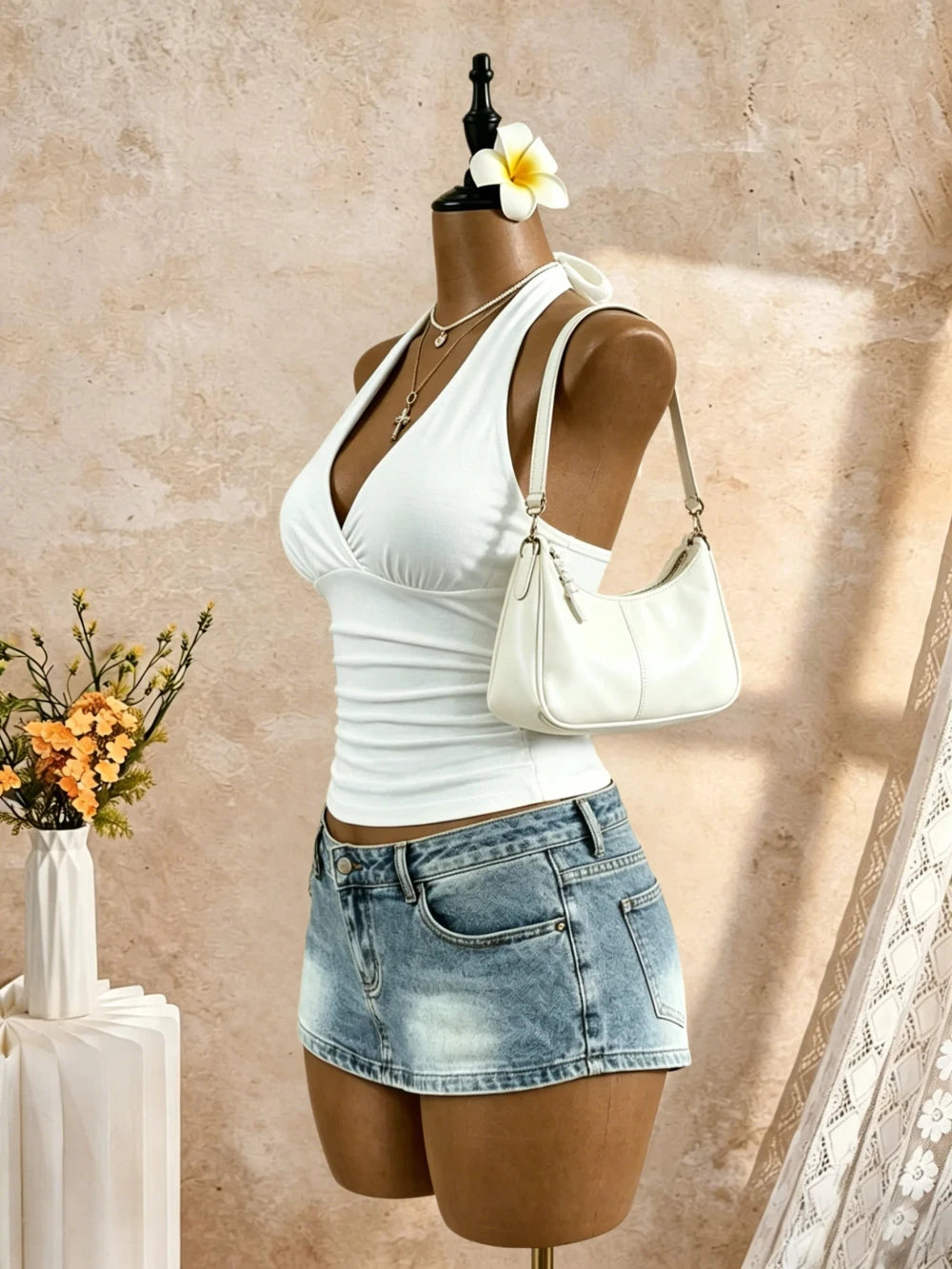 Y2K Halter Cross Wrap Camisole