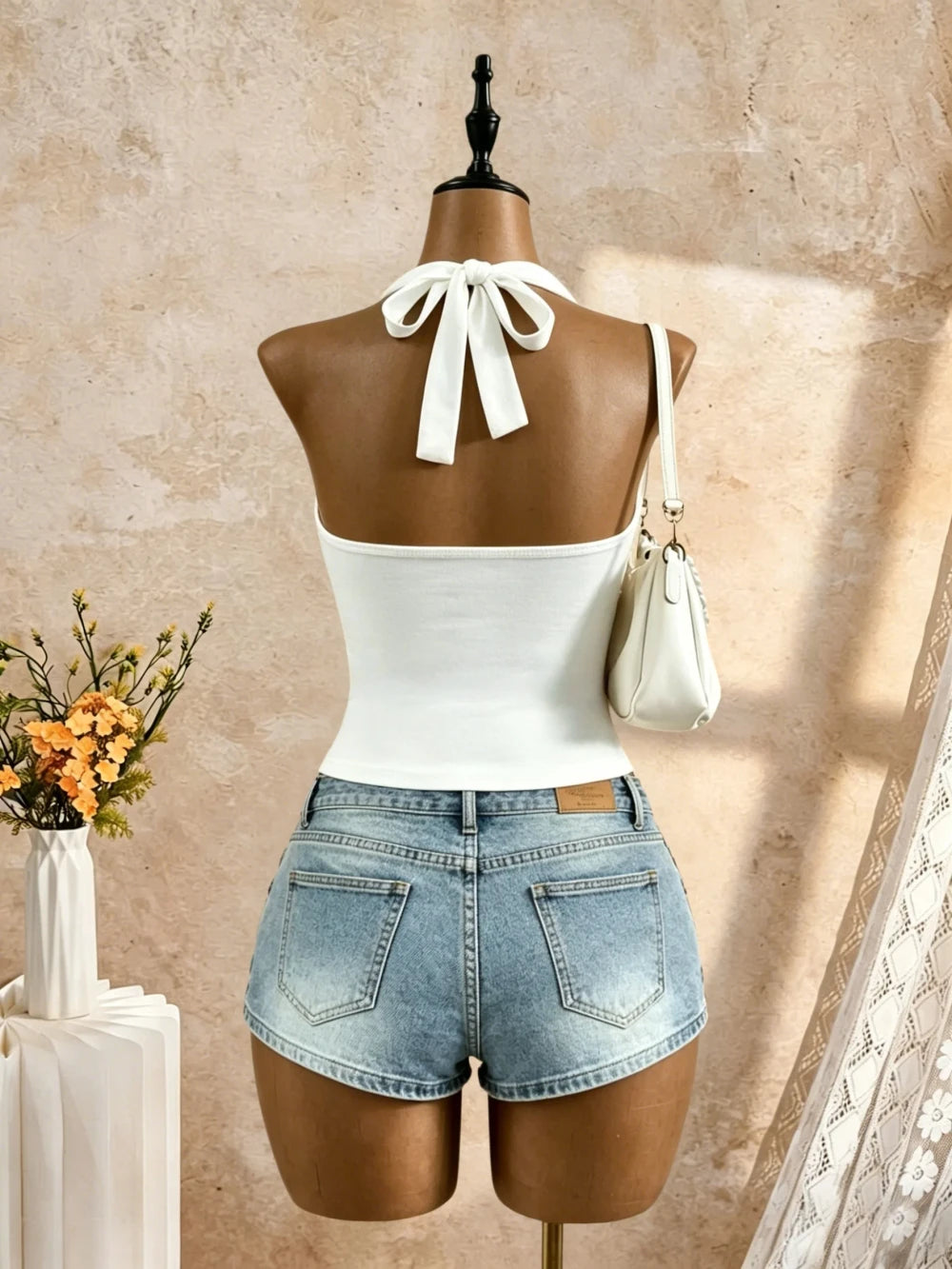 Y2K Halter Cross Wrap Camisole